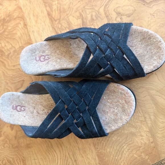 UGG Black Sandals Cozy Slip-On Design - Picture 2 of 7